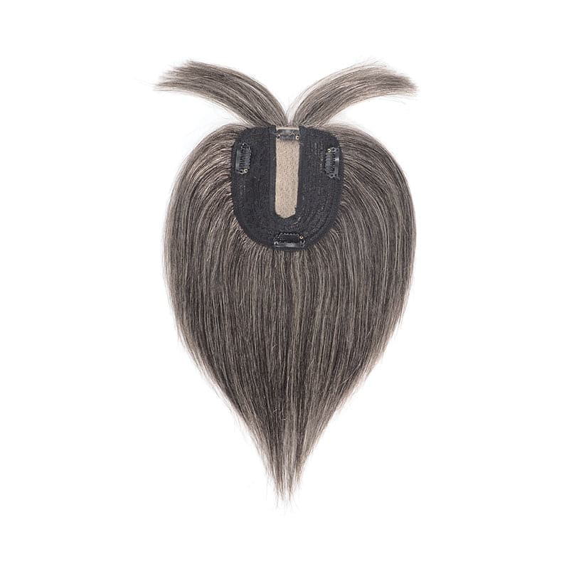 Volumizing mixed grey hairpiece with a 10x12cm silk base
