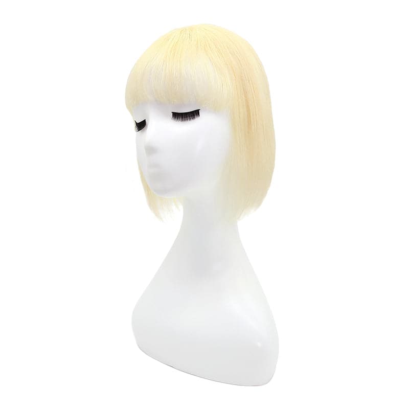 Susan ︳Bleach Blonde Human Hair Topper With Bangs For Women Thinning Crown 10*12cm Silk Base E-LITCHI