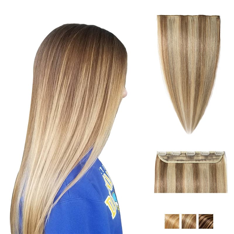 Bronde Highlights Clip In Human Hair Extensions Single Weft Light Volume E-LITCHI® Hair