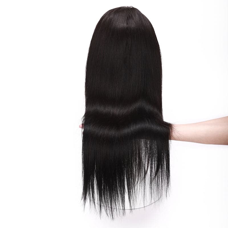 Black Clip In Human Hair Extensions Natural Straight Single Weft Full Volume E-LITCHI® Hair