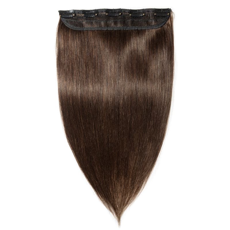 Brown Clip In Human Hair Extensions Natural Straight Single Weft Light Volume E-LITCHI® Hair