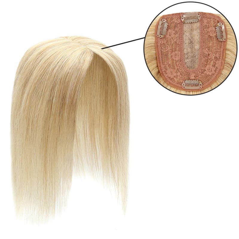 Susan – cheveux humains à reflets blonds, couronne amincissante, Base en soie 10x12cm, pour femmes