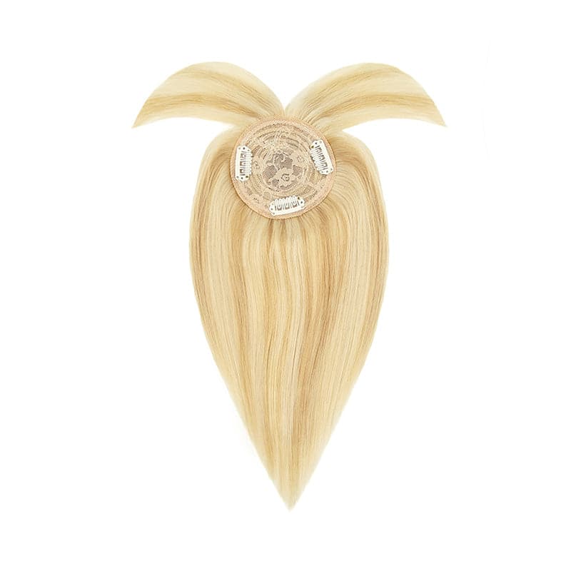 Blonde Highlights Human Hair Topper With Bang For Women Thinning Crown 10*10cm Base E-LITCHI