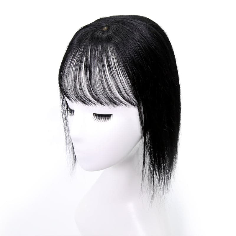 Susan ︳Jet Black Human Hair Topper With Bang For Women Thinning Crown 10*12cm Base E-LITCHI