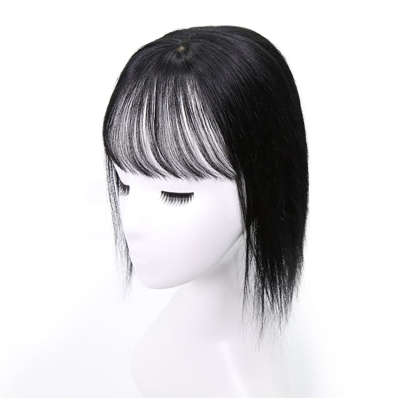 Susan ︳Natural Black Human Hair Topper With Bang For Women Thinning Crown 10*12cm Base E-LITCHI