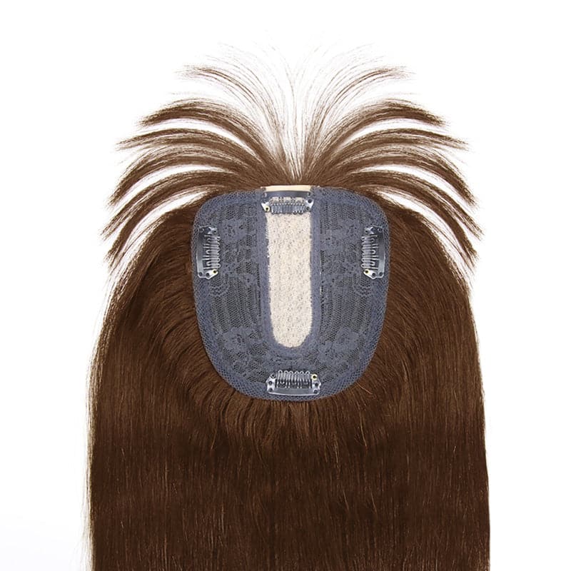 Susan ︳Medium Brown Human Hair Topper With Bang For Women Thinning Crown 10*12cm Base E-LITCHI