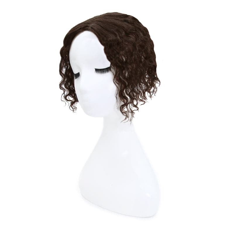 Susan ︳Curly Human Hair Topper For Thinning Crown 10*12cm Dark Brown Silk Base E-LITCHI