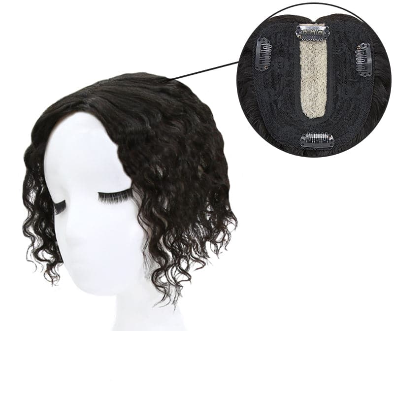 Susan ︳Curly Human Hair Topper For Thinning Crown 10*12cm Silk Base Natural Black E-LITCHI