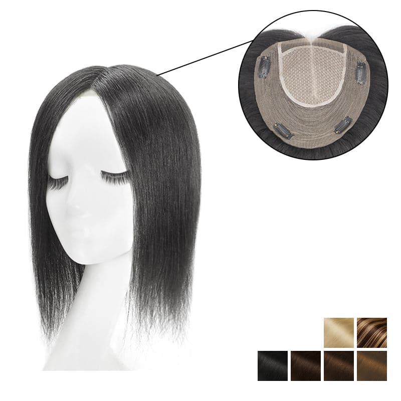 Lace Human Hair Topper 19*19cm Base For Hair Loss Black Brown Blonde All Shades