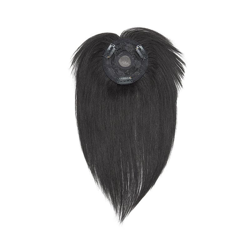 Natural Black Human Hair Topper With Bang For Women Thinning Crown 10*10cm Base E-LITCHI