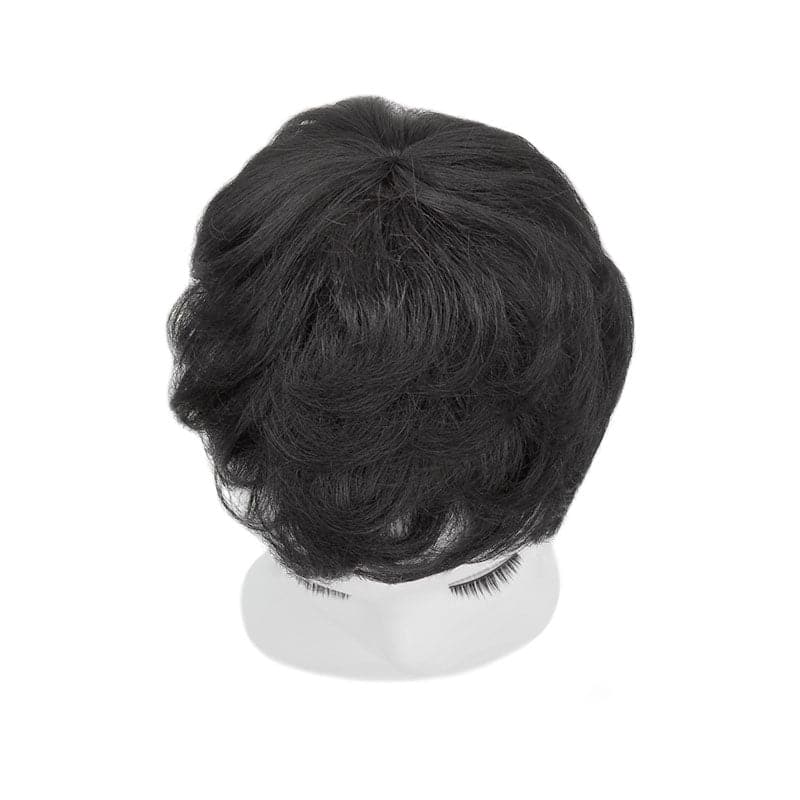 Human Hairpiece With Bangs For Women Short Hair 16*19cm Mono Base Topper Natural Black E-LITCHI Hair