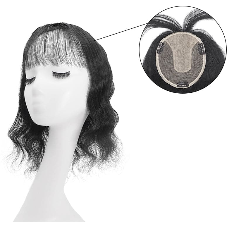 Black Natural Topper | Black Straight Silk Base Topper | E-LITCHI Hair
