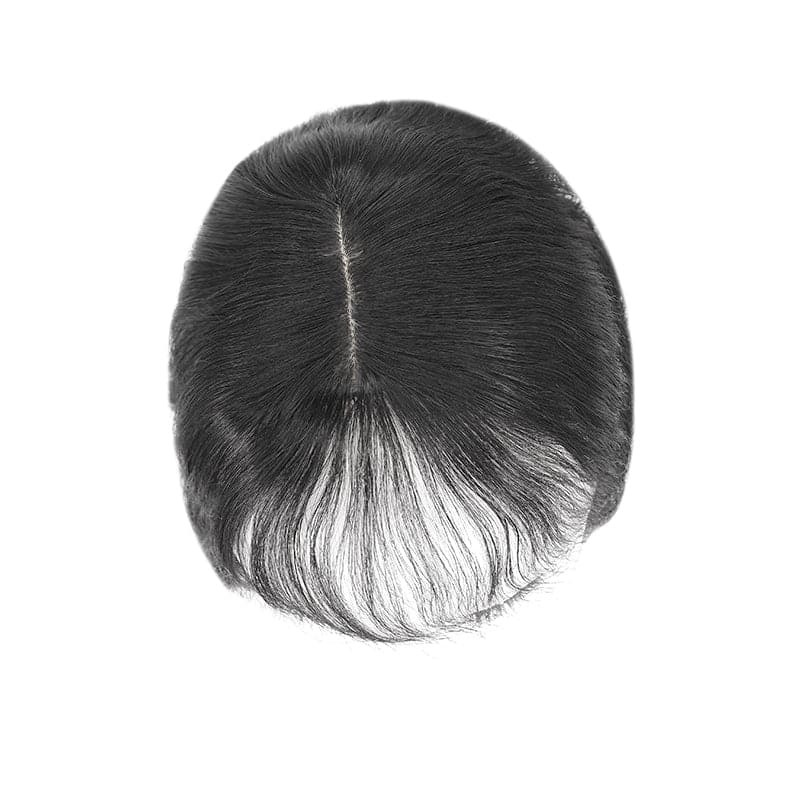 Wavy Human Hair Topper With Bangs For Thinning Hair Natural Black 13*15cm Silk Base E-LITCHI