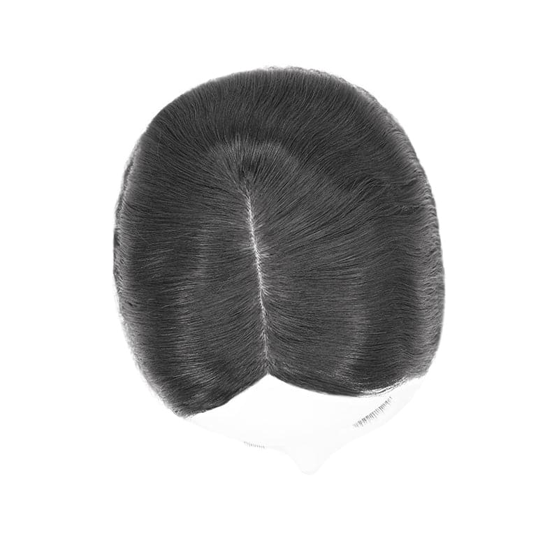 Wavy Human Hair Topper Natural Black 13*15cm Silk Base E-LITCHI