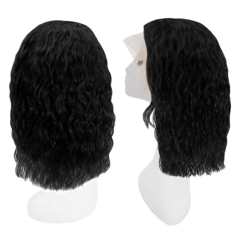 Lace Front 13x4 Human Hair Wigs Bob Wavy Natural Black Middle Parted E-LITCHI Hair