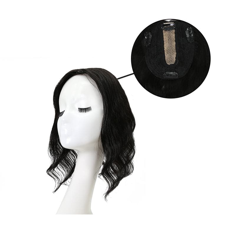 Susan ︳Wavy Human Hair Topper For Thinning Crown 10*12cm Silk Base Natural Black E-LITCHI