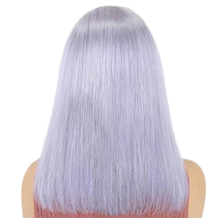 Short Bob Wigs Human Hair 13x4 Lace Front Straight Middle Parted Hairstyles Grey E-LITCHI Hair