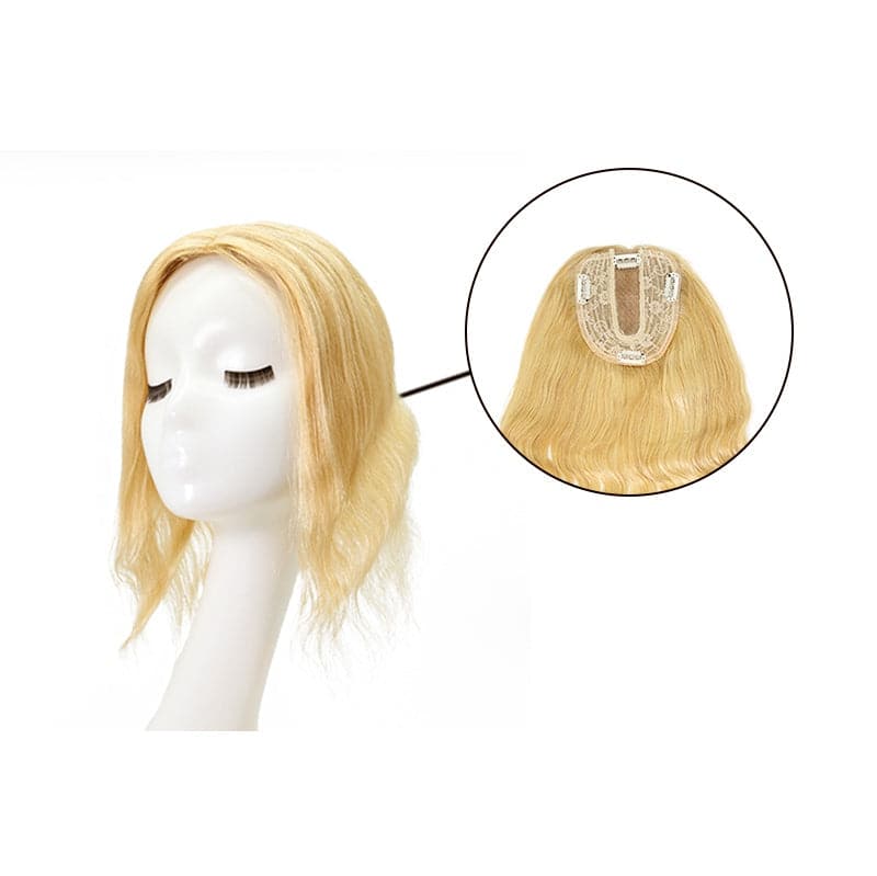 Susan ︳Wavy Human Hair Topper For Thinning Crown 10*12cm Silk Base Natural Blonde E-LITCHI® Hair