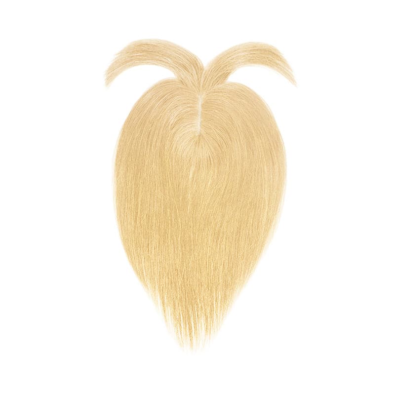Natural Blonde Human Hair Topper With Bangs For Women Thinning Crown 7*13cm Base E-LITCHI Hair