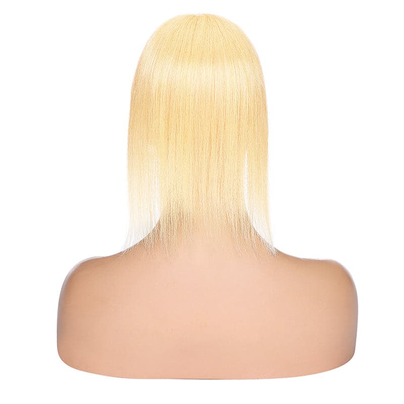 Natural Blonde Human Hair Topper With Bang For Women Thinning Crown 10*10cm Base E-LITCHI