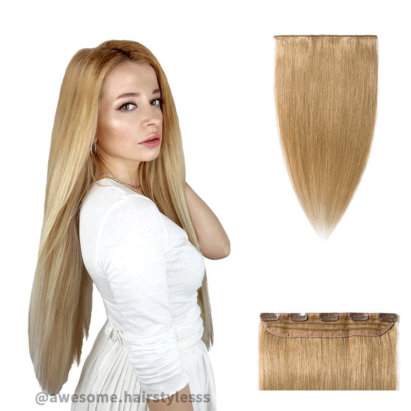 Blonde Clip In Human Hair Extensions Natural Straight Single Weft Light Volume E-LITCHI® Hair
