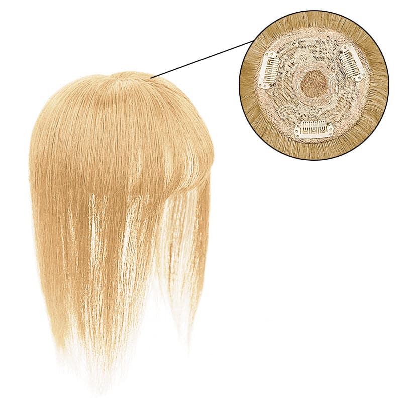 Dark Blonde Human Hair Topper With Bang For Women Thinning Crown 10*10cm Base E-LITCHI