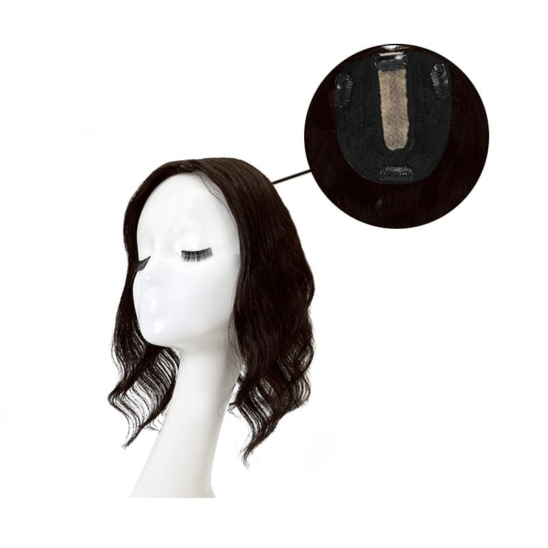Susan ︳Wavy Human Hair Topper For Thinning Crown 10*12cm Dark Brown Silk Base E-LITCHI