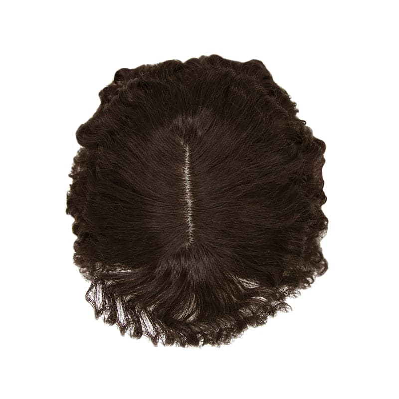 Susan ︳Curly Hair Topper With Bang For Thinning Crown 10*12cm Silk Base Dark Brown E-LITCHI