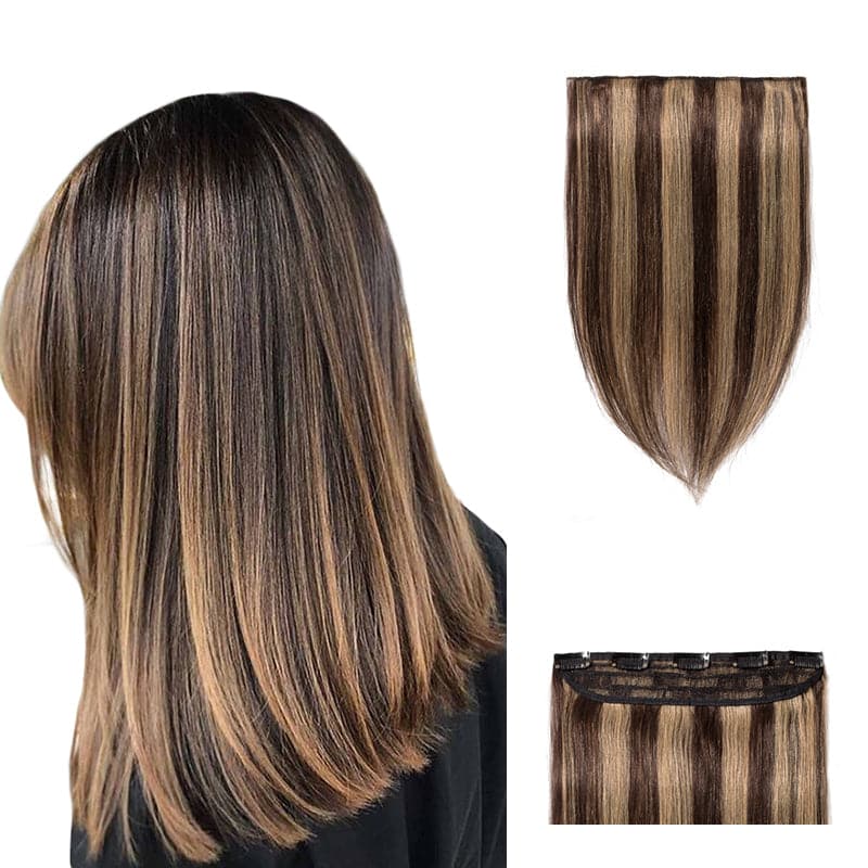 Blonde Highlights Clip In Human Hair Extensions Single Weft Light Volume E-LITCHI® Hair