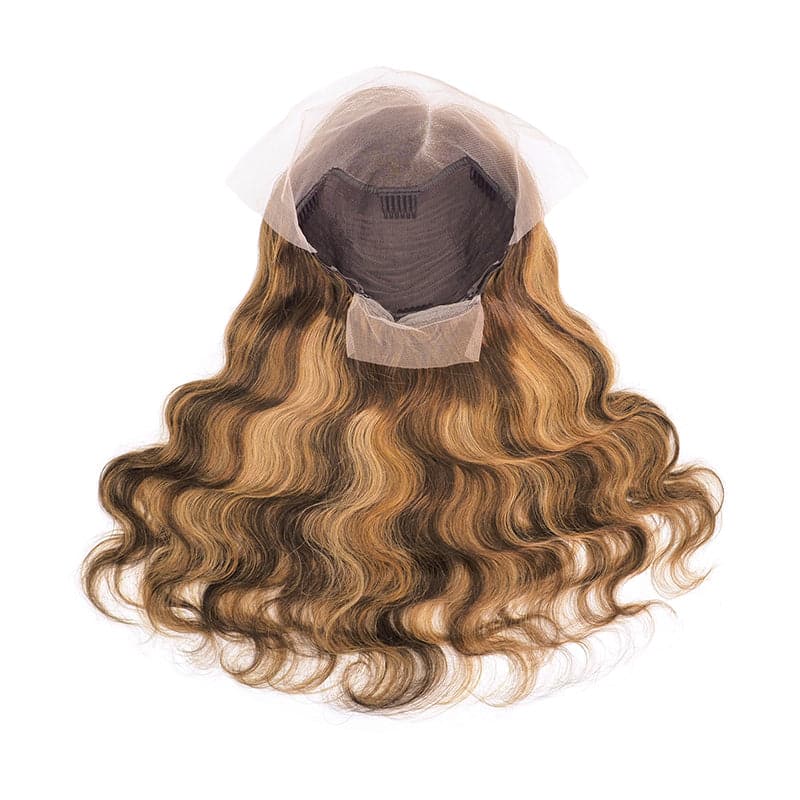 Lace Front 13x4 Human Hair Long Wigs Wavy Black Ombre Mix Bronde Auburn Side Part E-LITCHI Hair