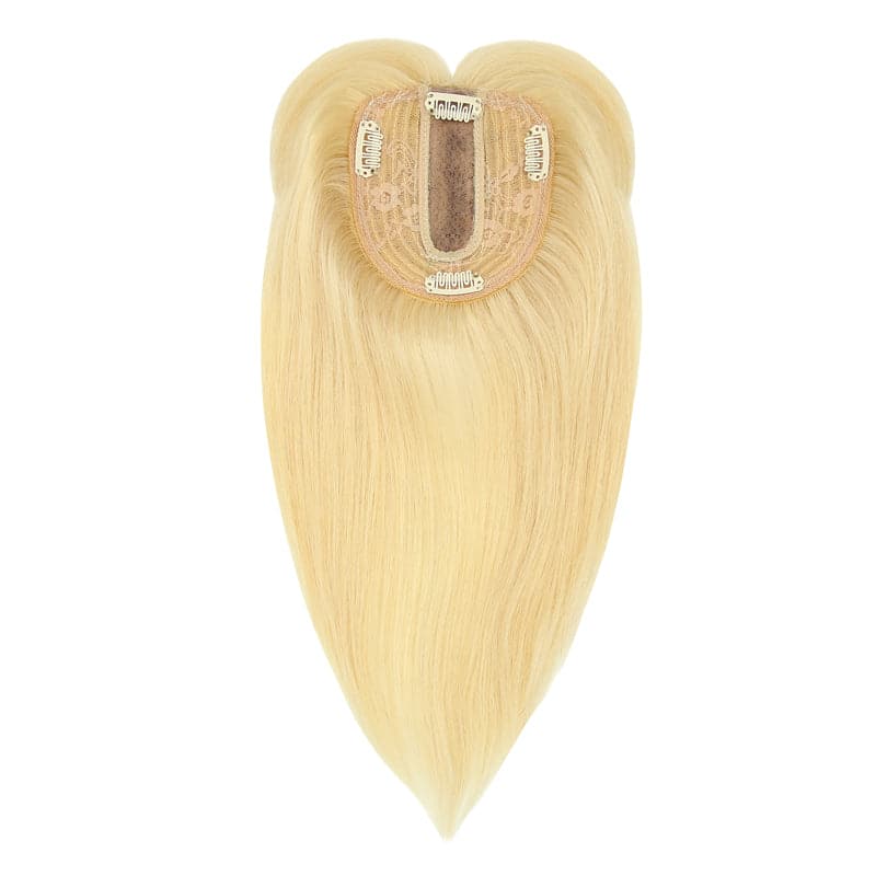 Susan ︳Bleach Blonde Human Hair Topper With Bangs For Women Thinning Crown 10*12cm Silk Base E-LITCHI