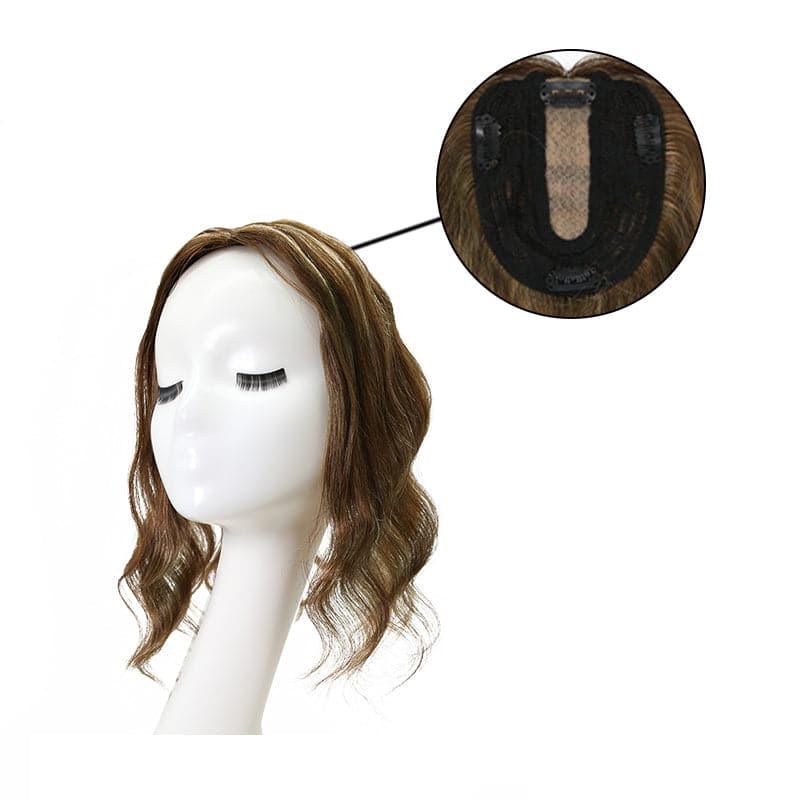 Susan ︳Caramel Highlight Wavy Human Hair Topper For Thinning Crown 10*12cm Silk Base E-LITCHI® Hair