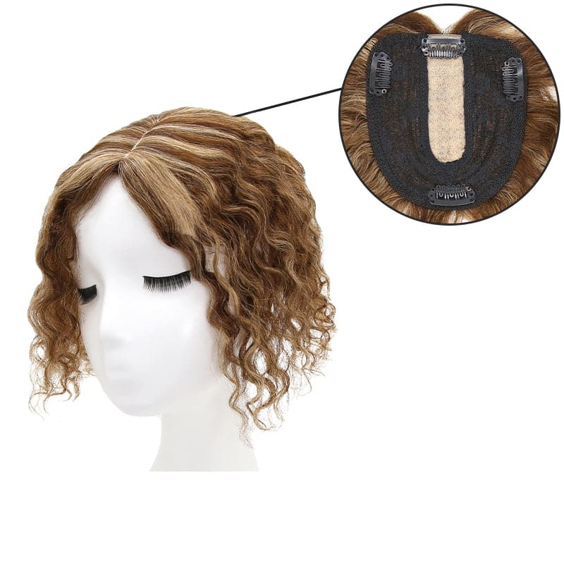 Susan ︳Caramel Highlight Curly Human Hair Topper For Thinning Crown 10*12cm Silk Base E-LITCHI® Hair