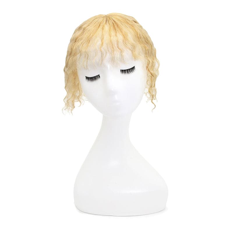 Susan ︳Blonde Highlight Curly Human Hair Topper With Bang For Thinning Crown 10*12cm Silk Base E-LITCHI® Hair