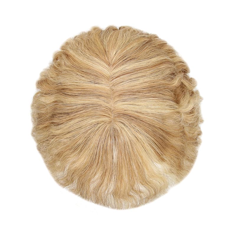 Susan ︳Bronde Highlight Curly Human Hair Topper With Bang For Thinning Crown 10*12cm Silk Base E-LITCHI® Hair