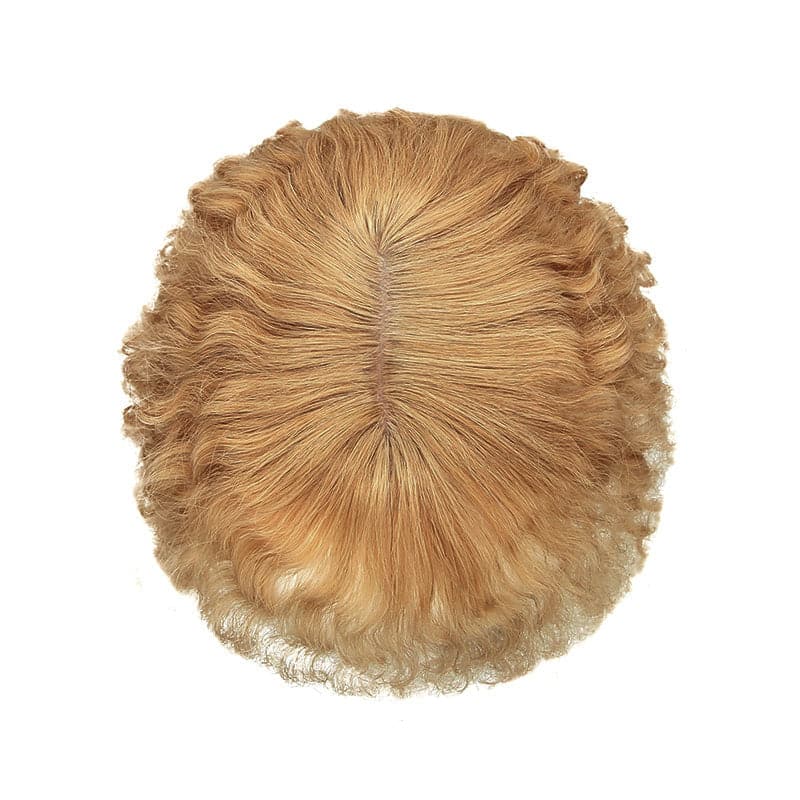 Susan ︳Curly Human Hair Topper With Bangs For Thinning Crown 10*12cm Silk Base Light Auburn E-LITCHI