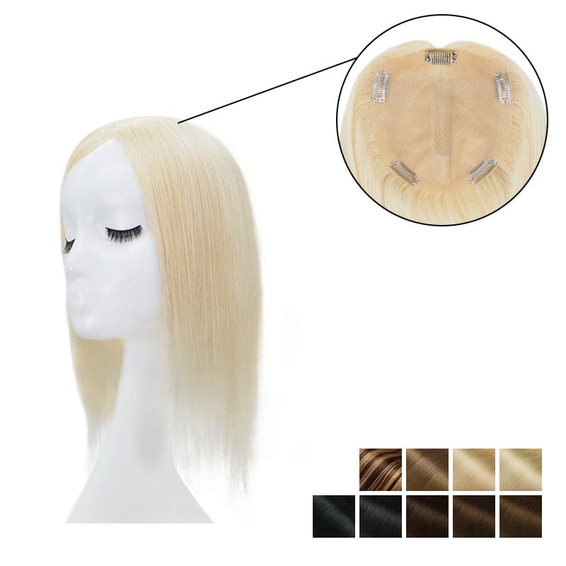 Human Hair Topper With Bangs 15*16cm Base All Shades E-LITCHI