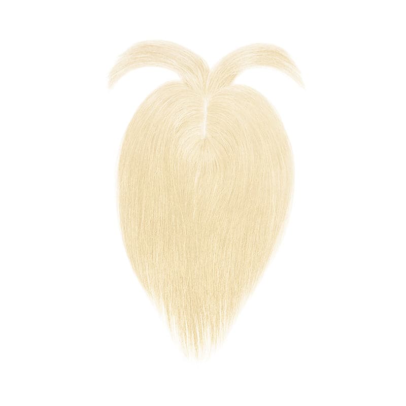 Platinum Blonde Human Hair Topper With Bangs For Women Thinning Crown 7*13cm Base E-LITCHI Hair