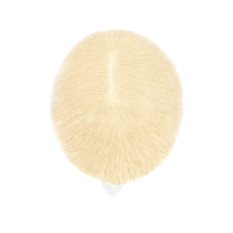 Platinum Blonde Human Hair Topper With Bangs For Women Thinning Crown 7*13cm Base E-LITCHI Hair