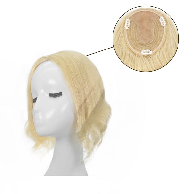 Blonde 13*15cm Silk Base Human Hair Topper E-LITCHI