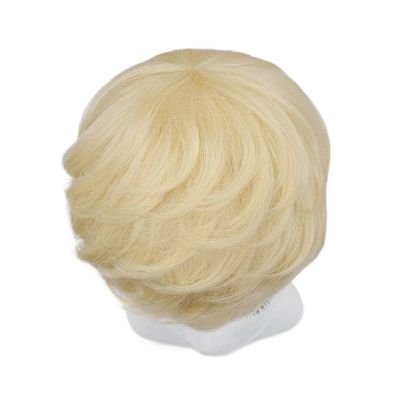 Human Hairpiece With Bangs For Women Short Hair 16*19cm Mono Base Topper Bleach Blonde E-LITCHI Hair