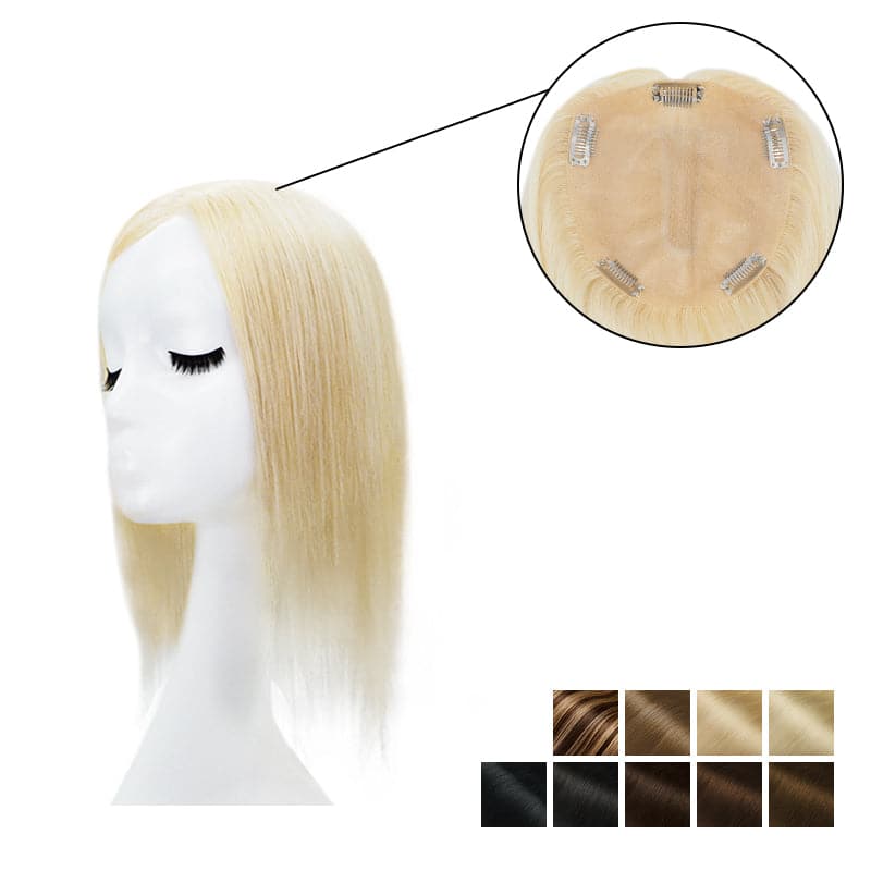 Human Hair Topper With Bangs 15*16cm Base All Shades E-LITCHI