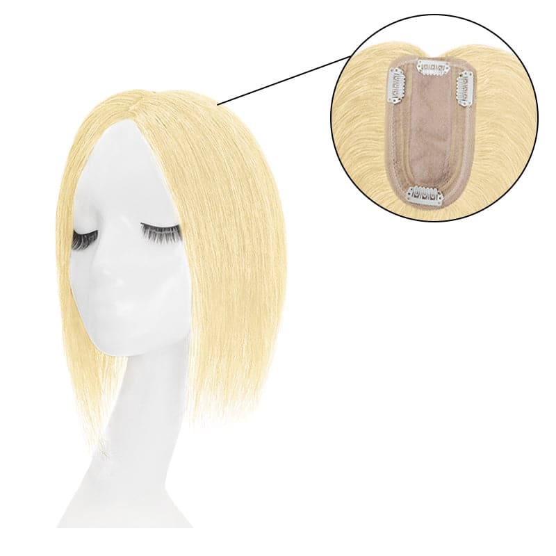 Blonde Human Hair Topper For Women Thinning Crown 7*13cm Base E-LITCHI Hair