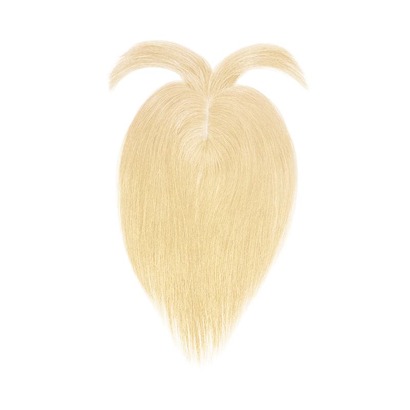 Bleach Blonde Human Hair Topper With Bangs For Women Thinning Crown 7*13cm Base E-LITCHI Hair