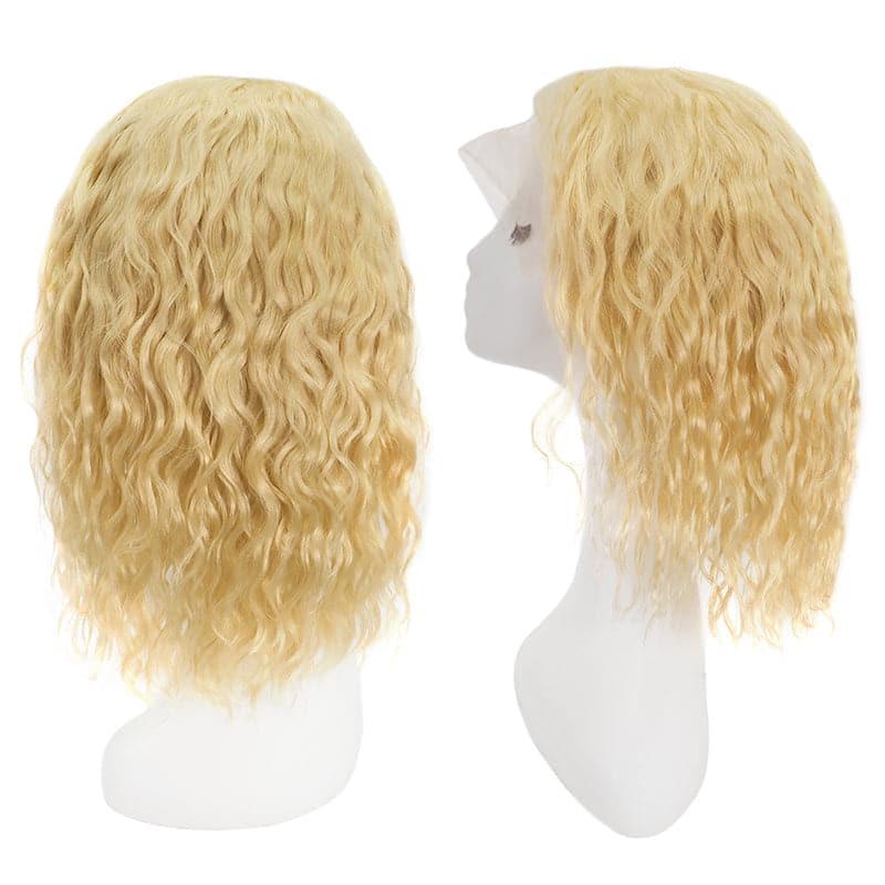 Lace Front 13x4 Human Hair Wigs Bob Wavy Bleach Blonde Middle Parted E-LITCHI Hair