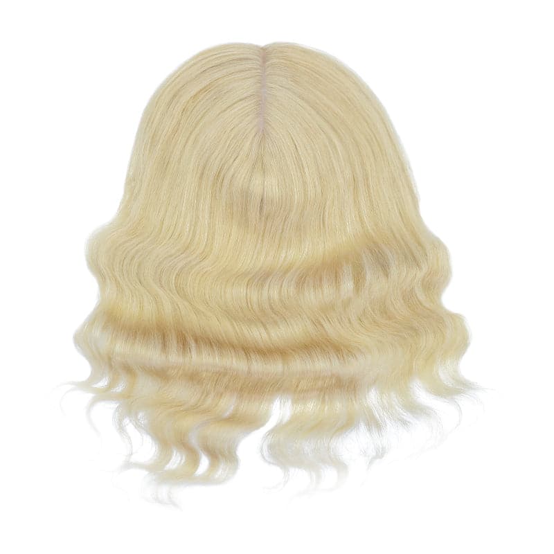 Wavy Human Hair Topper Bleach Blonde 13*15cm Silk Base E-LITCHI