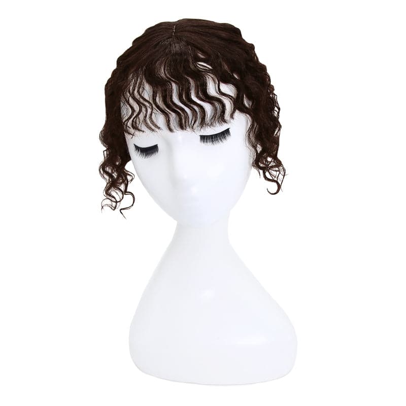Susan ︳Curly Hair Topper With Bang For Thinning Crown 10*12cm Silk Base Dark Brown E-LITCHI