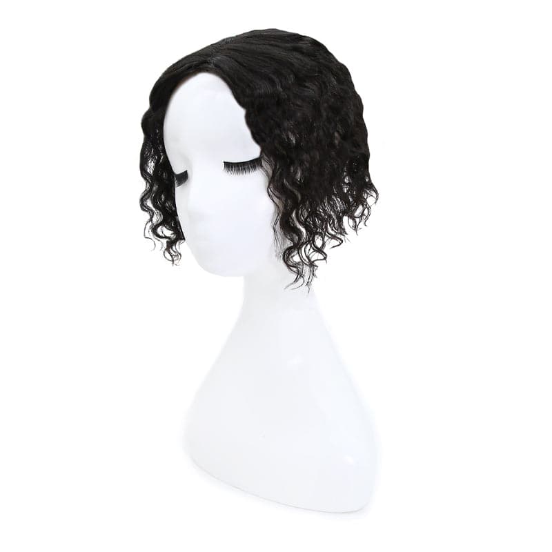 Susan ︳Curly Human Hair Topper For Thinning Crown 10*12cm Silk Base Jet Black E-LITCHI