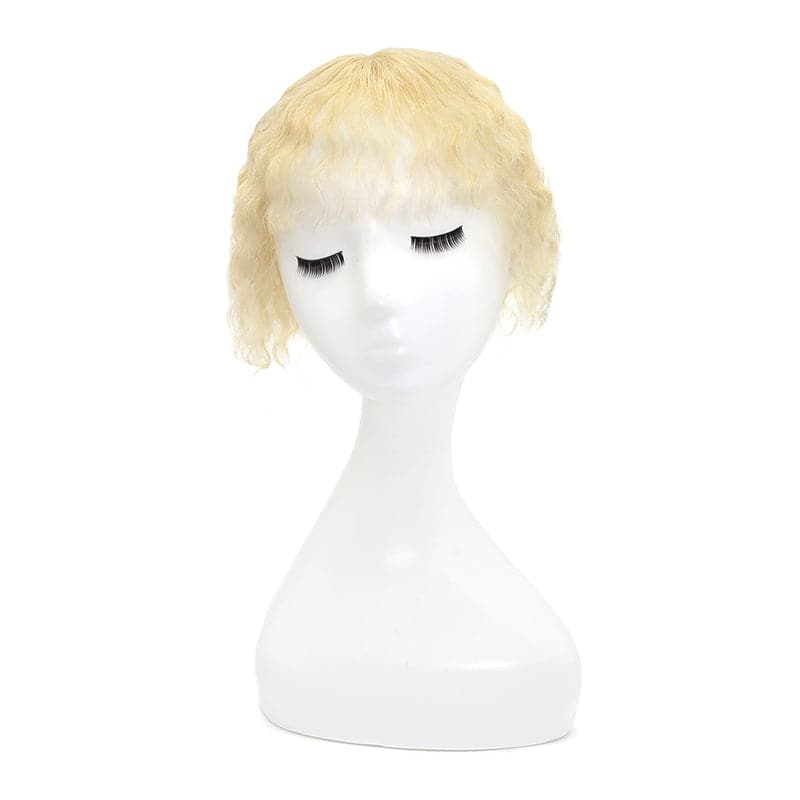Susan ︳Curly Human Hair Topper With Bang For Thinning Crown 10*12cm Silk Base Bleach Blonde E-LITCHI® Hair