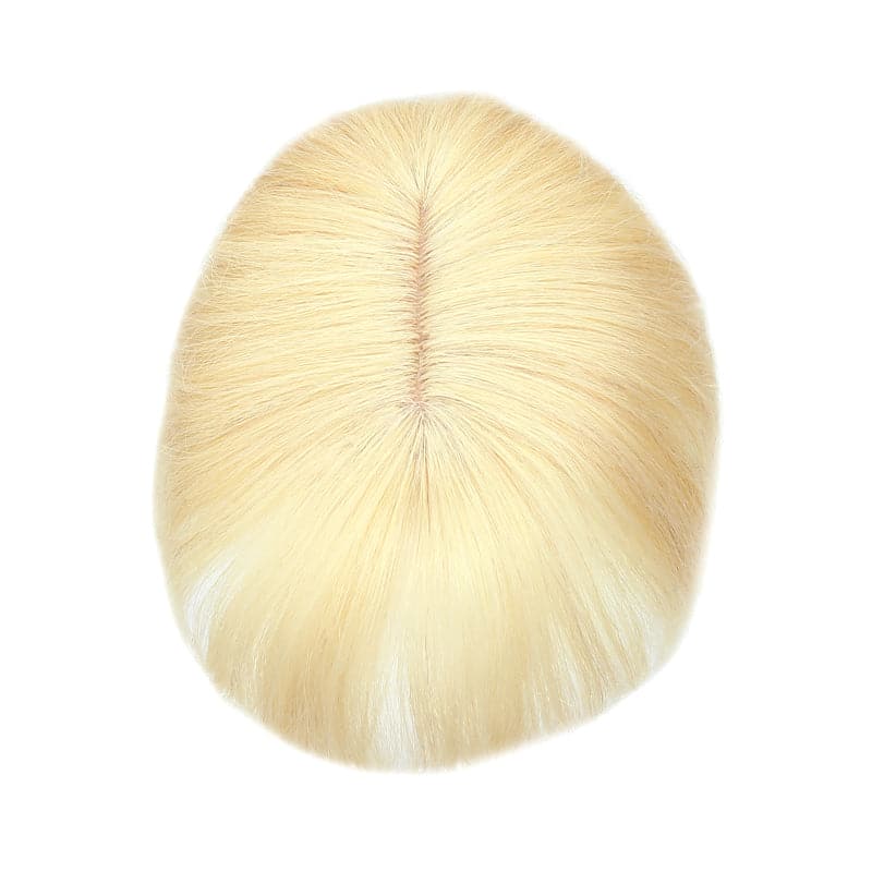 Susan ︳Bleach Blonde Human Hair Topper With Bangs For Women Thinning Crown 10*12cm Silk Base E-LITCHI